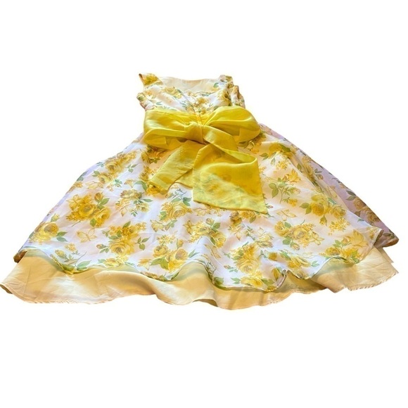 Handmade Vintage Floral Chiffon Lined Circle skirt -Cummerbund-bow in back - XS - Picture 7 of 9